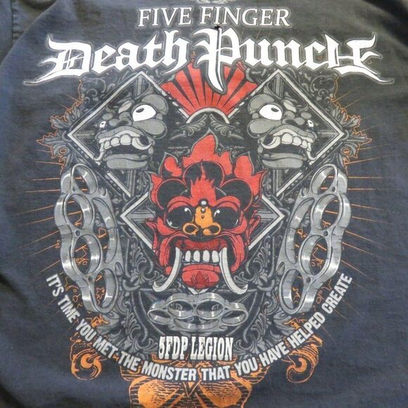 Five Finger Death Punch 5FDP Black TShirt L Legion Monster You Helped Create - Picture 8 of 11